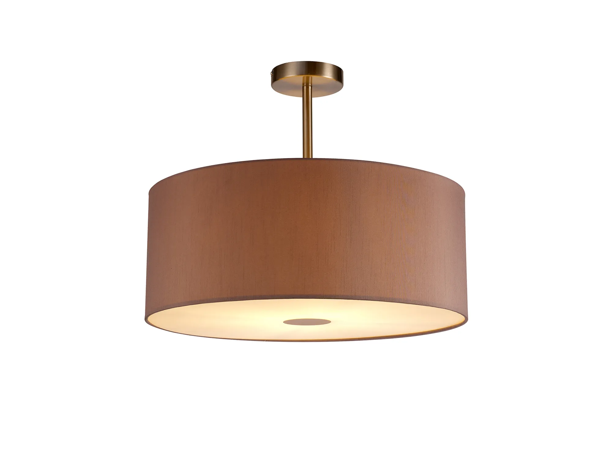 DK0265  Baymont 50cm Semi Flush 1 Light Satin Nickel; Taupe/Halo Gold; Frosted Diffuser